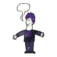 cartoon vampire man with speech bubble N128