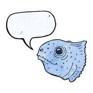 cartoon fish head with speech bubble N9