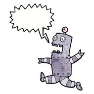 cartoon terrified robot with speech bubble N10
