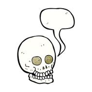 cartoon skull with speech bubble N33