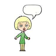 cartoon tired woman with speech bubble N32