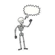 cartoon waving skeleton with speech bubble N11