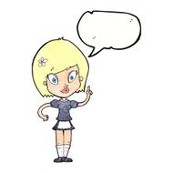 cartoon pretty maid with speech bubble N11