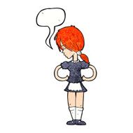cartoon waitress with speech bubble N29