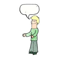 cartoon man shrugging shoulders with speech bubble N44