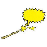 cartoon magic wand with speech bubble N3