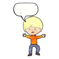 cartoon boy panicking with speech bubble N33