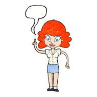 cartoon happy woman with idea speech bubble N11