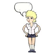 cartoon woman with hands on hips speech bubble N240