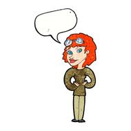 cartoon aviator woman with speech bubble N11