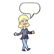 cartoon woman with no worries speech bubble N44