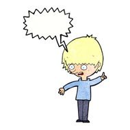cartoon boy with question speech bubble N22