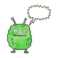 cartoon funny alien monster with speech bubble N10