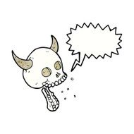 cartoon spooky skull with speech bubble N165