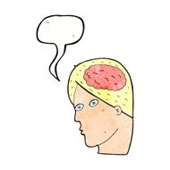 cartoon head with brain symbol speech bubble N43