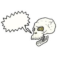 cartoon spooky skull with speech bubble N166