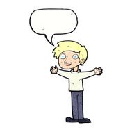 cartoon enthusiastic man with speech bubble N11