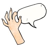 cartoon hand symbol with speech bubble N5