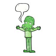 cartoon alien squid face man with speech bubble N11