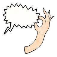 cartoon hand symbol with speech bubble N6