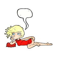 cartoon woman in sexy pose with speech bubble N19