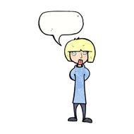 cartoon curious woman with speech bubble N65