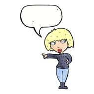 cartoon annoyed woman pointing with speech bubble N11
