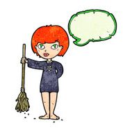 cartoon pretty witch girl with speech bubble N10