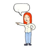 cartoon woman pointing with speech bubble N237