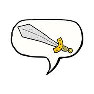 cartoon sword with speech bubble N3