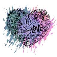 Dodle colorful heart with paint splashes N2