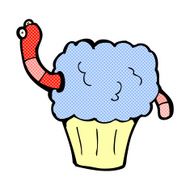 comic cartoon worm in cupcake N3