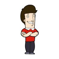 comic cartoon man with folded arms grinning N3