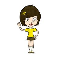 comic cartoon pretty girl waving N7