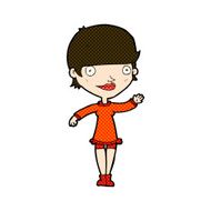 comic cartoon waving woman N31