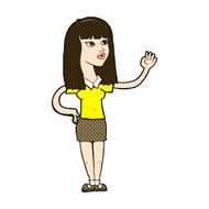 comic cartoon pretty woman waving N19