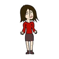 comic cartoon woman shrugging shoulders N102