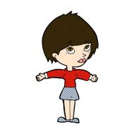 comic cartoon woman with open arms N21