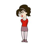 comic cartoon pretty girl tilting head N3