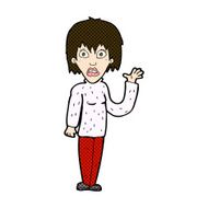 comic cartoon shocked woman waving hand N2
