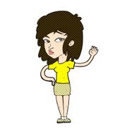 comic cartoon pretty woman waving N20