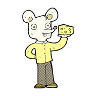 comic cartoon mouse holding cheese N3