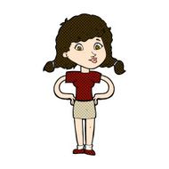 comic cartoon pretty girl with hands on hips N3