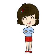 comic cartoon happy woman with folded arms N5