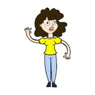 comic cartoon worried woman waving N5