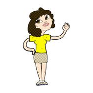 comic cartoon woman waving N70