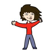 comic cartoon excited woman waving N3