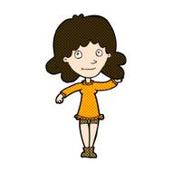 comic cartoon friendly woman waving N11