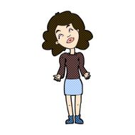 comic cartoon woman shrugging shoulders N104