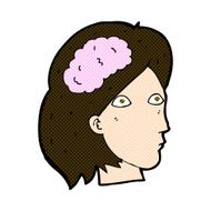 comic cartoon female head with brain symbol N5